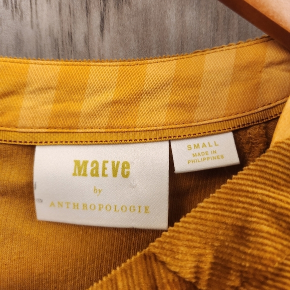 Anthropologie Maeve Maria Babydoll Coudoroy Blouse in Mustard Yellow Size Small● - Picture 9 of 10